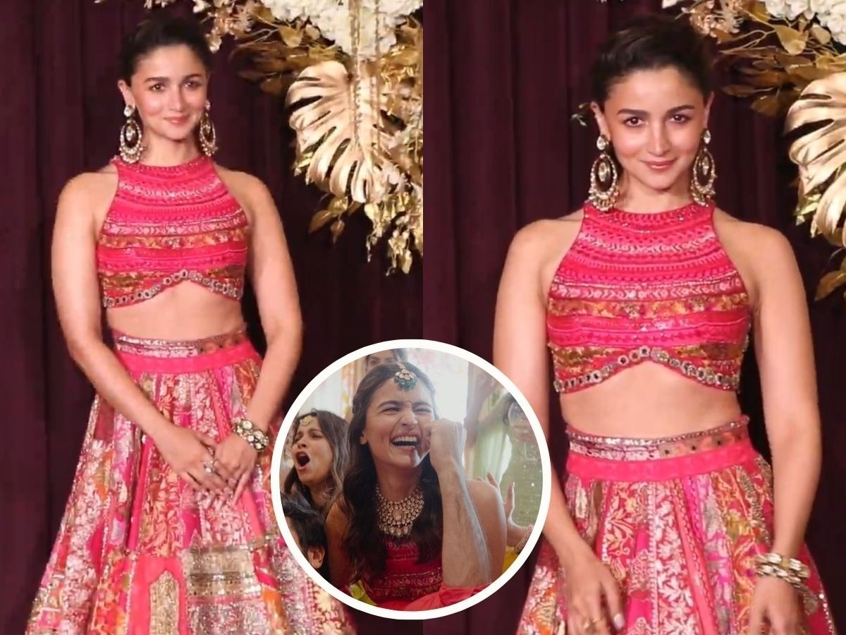 Alia Bhatt Re wore Her mehndi ceremony lehenga in Manish Malhotra Diwali party Alia Bhatt repeated the outfit again, flaunted her Mehndi ceremony dress like this in Diwali party, Fashion