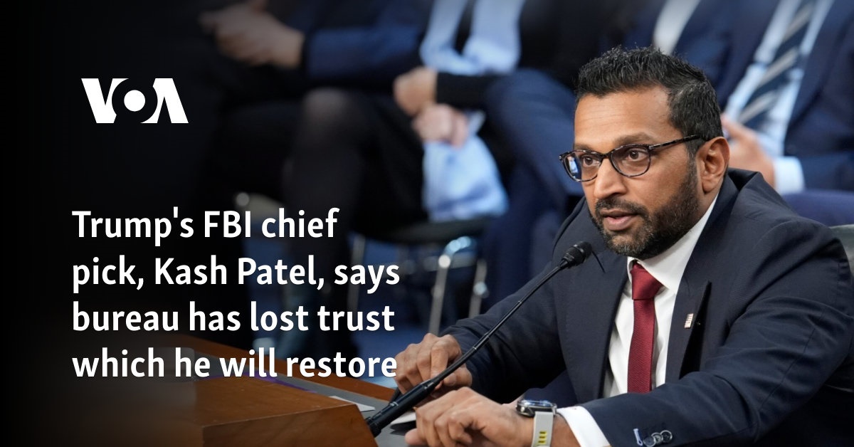 Trump’s FBI chief Pick, Kash Patel, says the bureau has lost confidence what he will restore