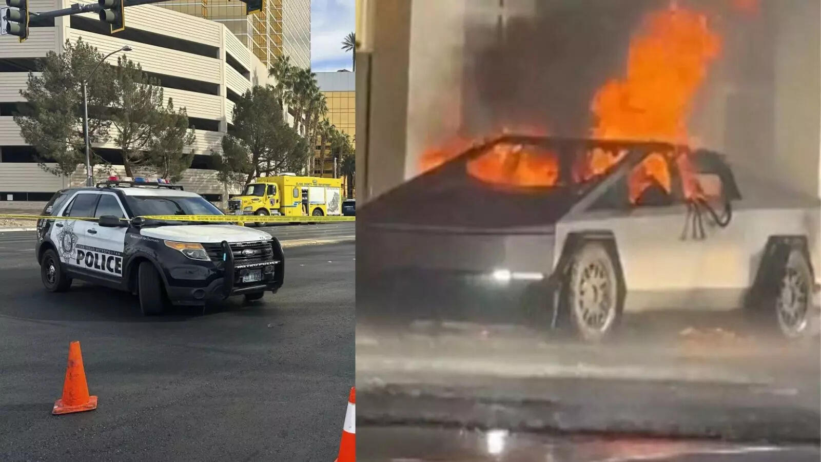 Tesla Cyber car explodes outside Donald Trump’s hotel in America, one person killed, one dead, Elon Musk makes a strong claim – Tesla Cyber car explodes outside Donald Trump’s hotel in Las Vegas, one person killed, seven injured
