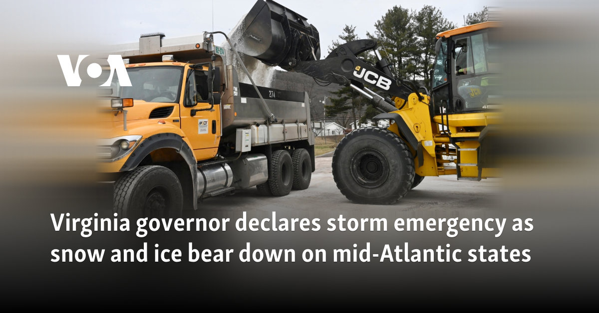 The Governor of Virginia announced below the Atlantic states between snow and snow as an emergency of the storm.